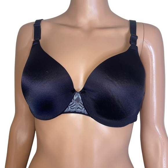 Vanity Fair black & gray push up underwire lightly padded bra SZ 36C - Picture 1 of 9